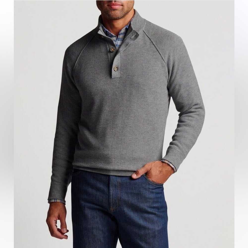 Peter Millar Crown Parkway Textured 3-Button Mock Neck Sweater XL NWT - Picture 5 of 12